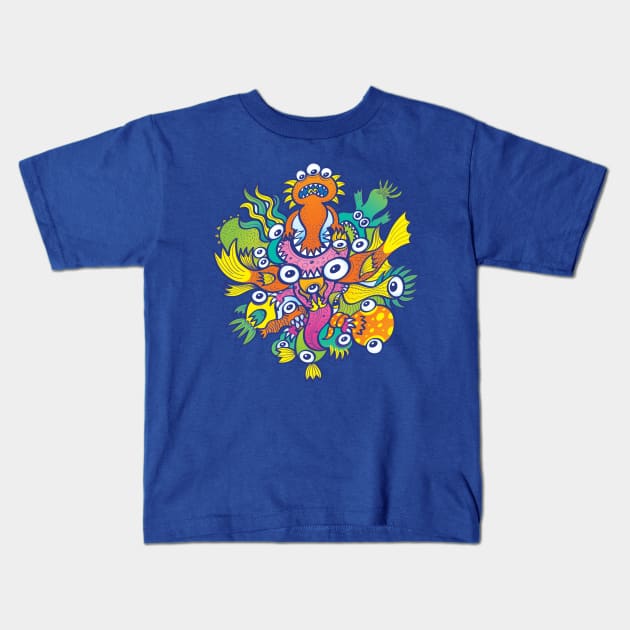 Don't let this evil hungry monster to gobble our friend Kids T-Shirt by zooco